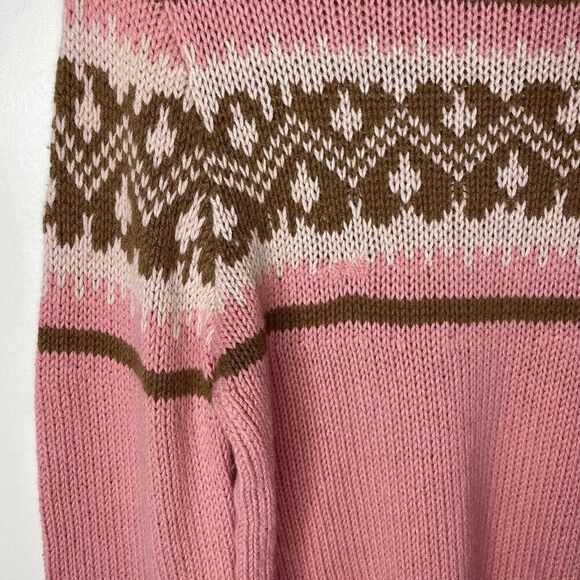 A.P.C. Sweater Women XS Elizabeth Fair Isle Pullover Pink Alpaca Blend - Picture 6 of 11
